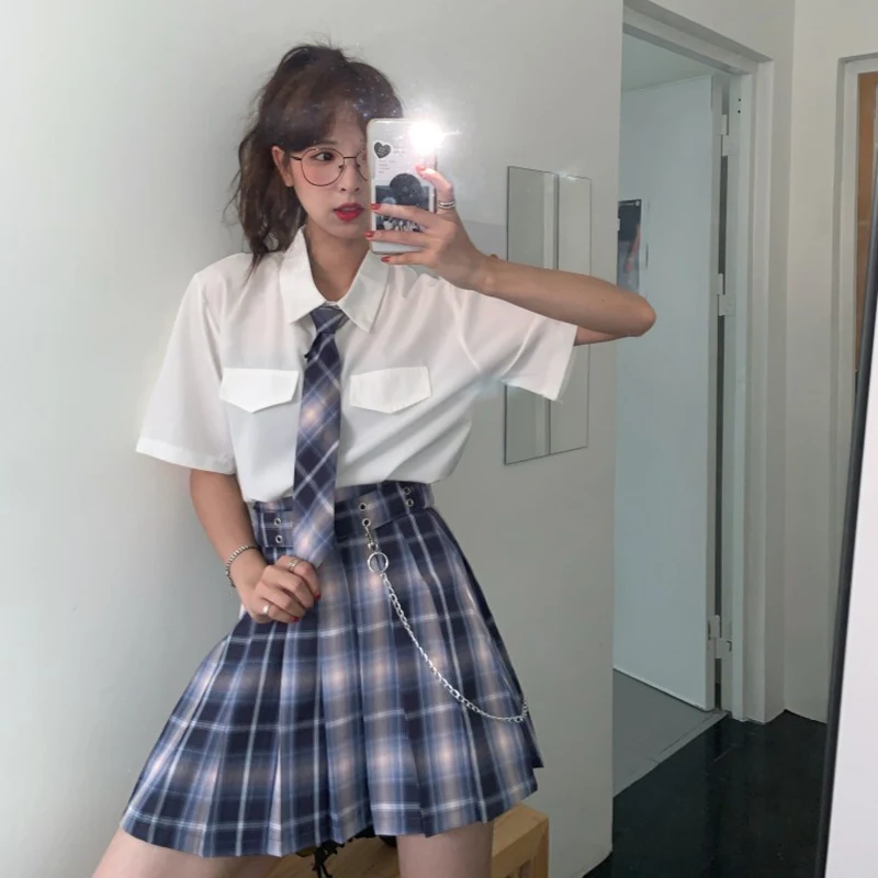 korean uniform shirt high waist vintage