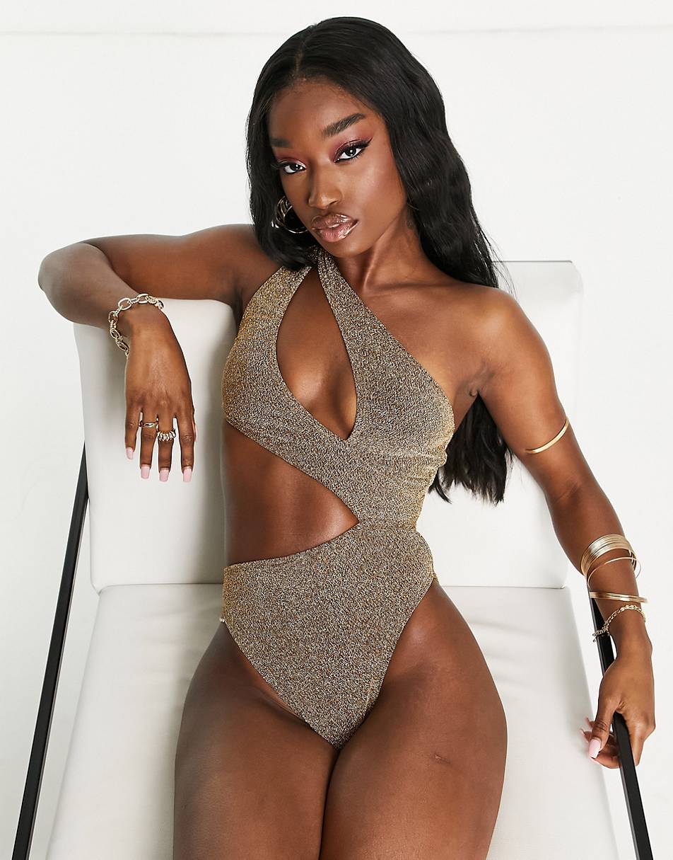 south beach assymetric cut out swimsuit